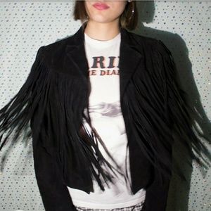Black suede fringe jacket